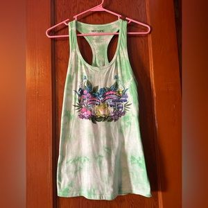 Frog & Mushroom Green Tie-Dye Girls Tank Top